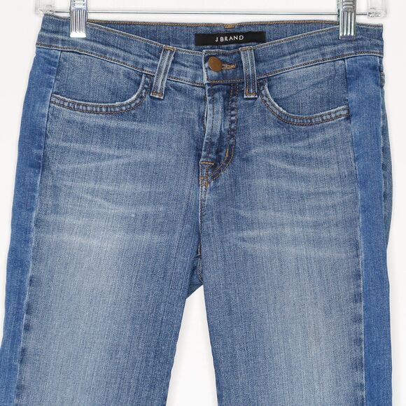 J Brand Jeans Size 26 Womens Blue Bliss Contrast Patchwork Stripe Flare 90's Y2K - Picture 5 of 12